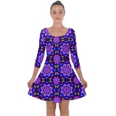 Colorful-3 Quarter Sleeve Skater Dress