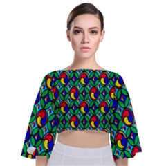 Colorful-4 Tie Back Butterfly Sleeve Chiffon Top