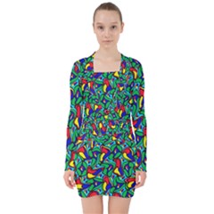 Colorful-4 1 V-neck Bodycon Long Sleeve Dress by ArtworkByPatrick