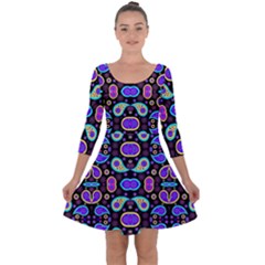 Colorful-5 Quarter Sleeve Skater Dress