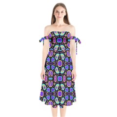 Colorful-5 Shoulder Tie Bardot Midi Dress by ArtworkByPatrick