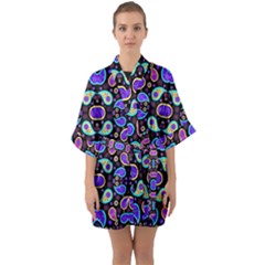 Colorful-5 Quarter Sleeve Kimono Robe