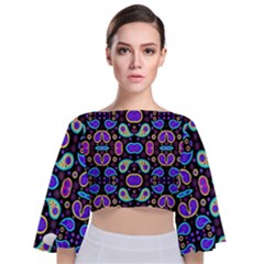 Colorful-5 Tie Back Butterfly Sleeve Chiffon Top