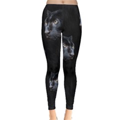 Black Panther Cat Print Leggings  by PattyVilleDesigns