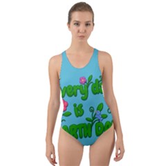 Earth Day Cut-out Back One Piece Swimsuit by Valentinaart