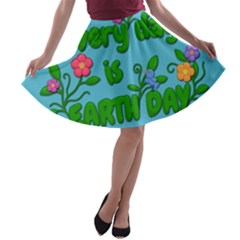 Earth Day A-line Skater Skirt by Valentinaart