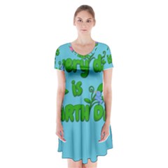 Earth Day Short Sleeve V-neck Flare Dress by Valentinaart