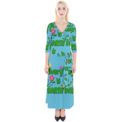 Earth Day Quarter Sleeve Wrap Maxi Dress