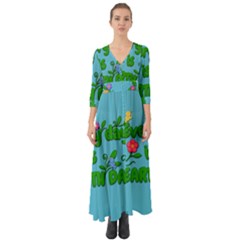 Earth Day Button Up Boho Maxi Dress