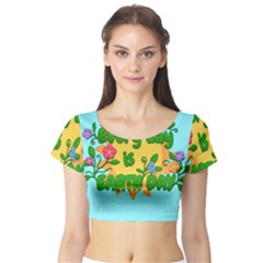 Earth Day Short Sleeve Crop Top by Valentinaart