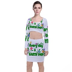 Earth Day Long Sleeve Crop Top & Bodycon Skirt Set