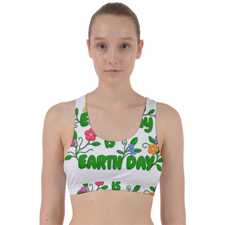 Earth Day Back Weave Sports Bra