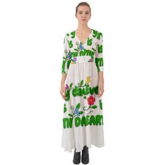 Earth Day Button Up Boho Maxi Dress