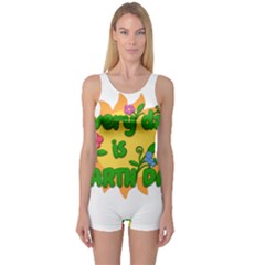 Earth Day One Piece Boyleg Swimsuit by Valentinaart