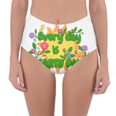 Earth Day Reversible High-waist Bikini Bottoms by Valentinaart