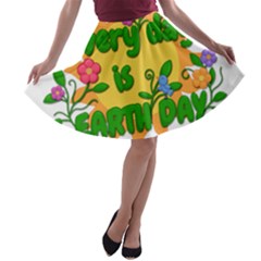 Earth Day A-line Skater Skirt by Valentinaart