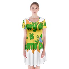 Earth Day Short Sleeve V-neck Flare Dress by Valentinaart