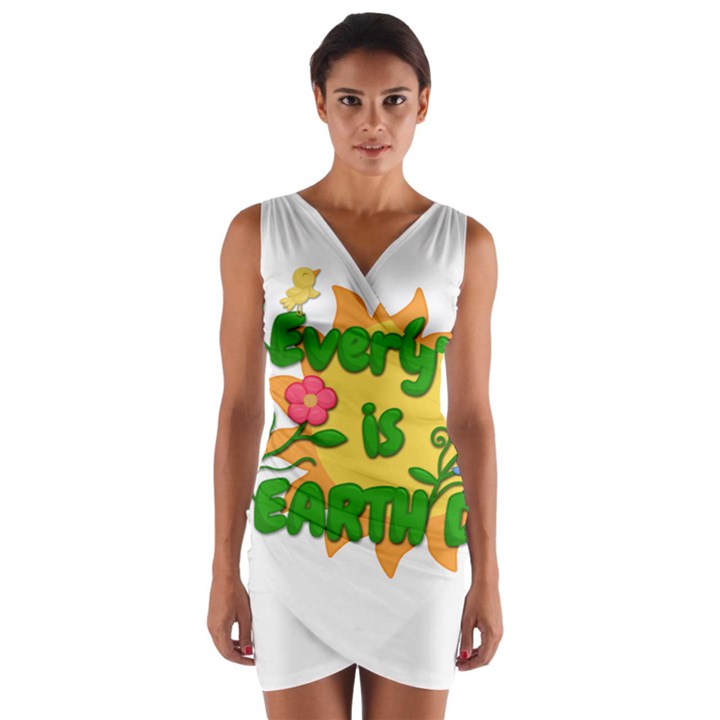 Earth Day Wrap Front Bodycon Dress