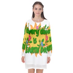 Earth Day Long Sleeve Chiffon Shift Dress  by Valentinaart