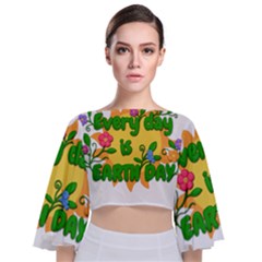 Earth Day Tie Back Butterfly Sleeve Chiffon Top by Valentinaart