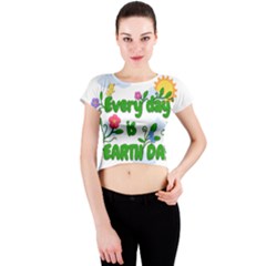 Earth Day Crew Neck Crop Top by Valentinaart