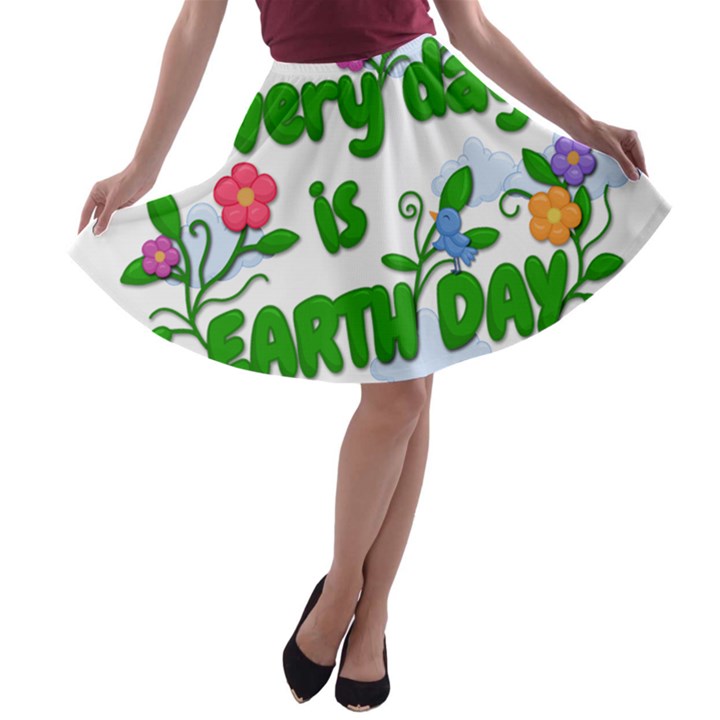 Earth Day A-line Skater Skirt