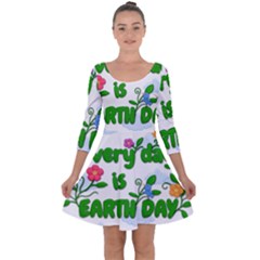 Earth Day Quarter Sleeve Skater Dress by Valentinaart