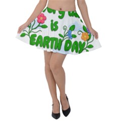 Earth Day Velvet Skater Skirt by Valentinaart