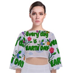 Earth Day Tie Back Butterfly Sleeve Chiffon Top by Valentinaart