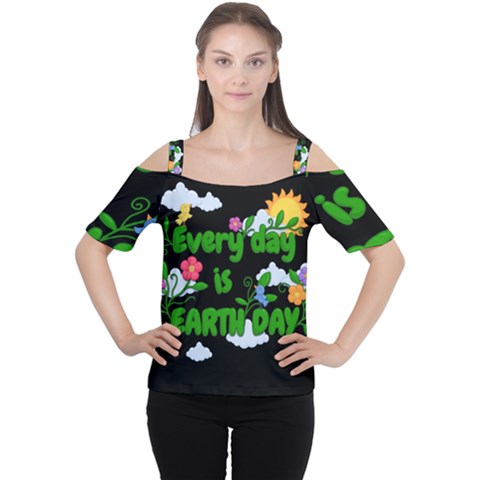 Earth Day Cutout Shoulder Tee by Valentinaart