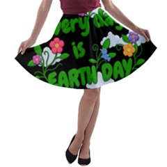 Earth Day A-line Skater Skirt by Valentinaart