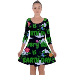 Earth Day Quarter Sleeve Skater Dress by Valentinaart