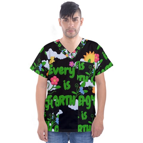 Earth Day Men s V-neck Scrub Top by Valentinaart