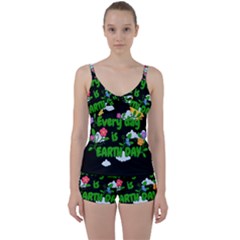 Earth Day Tie Front Two Piece Tankini by Valentinaart