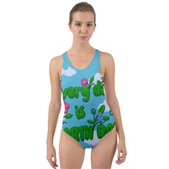 Earth Day Cut-out Back One Piece Swimsuit by Valentinaart