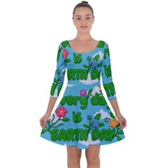 Earth Day Quarter Sleeve Skater Dress by Valentinaart