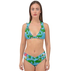 Earth Day Double Strap Halter Bikini Set