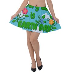 Earth Day Velvet Skater Skirt