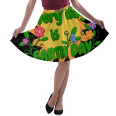 Earth Day A-line Skater Skirt by Valentinaart