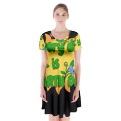 Earth Day Short Sleeve V-neck Flare Dress by Valentinaart