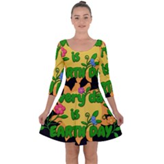 Earth Day Quarter Sleeve Skater Dress by Valentinaart