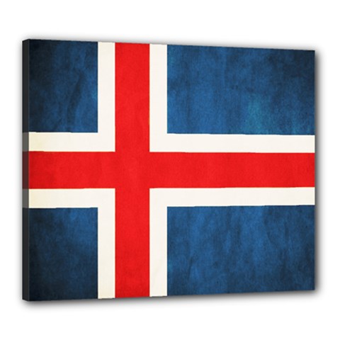 Iceland Flag Canvas 24  X 20  by Valentinaart