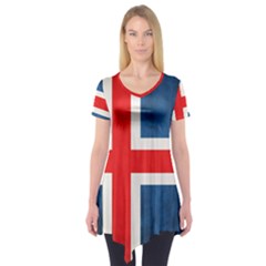 Iceland Flag Short Sleeve Tunic  by Valentinaart