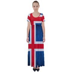 Iceland Flag High Waist Short Sleeve Maxi Dress by Valentinaart