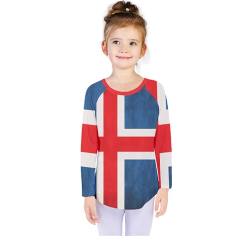 Iceland Flag Kids  Long Sleeve Tee by Valentinaart