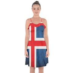 Iceland Flag Ruffle Detail Chiffon Dress by Valentinaart