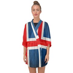 Iceland Flag Half Sleeve Chiffon Kimono