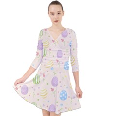 Easter Pattern Quarter Sleeve Front Wrap Dress by Valentinaart