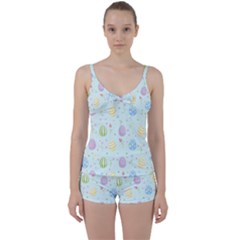 Easter Pattern Tie Front Two Piece Tankini by Valentinaart