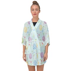 Easter Pattern Half Sleeve Chiffon Kimono by Valentinaart